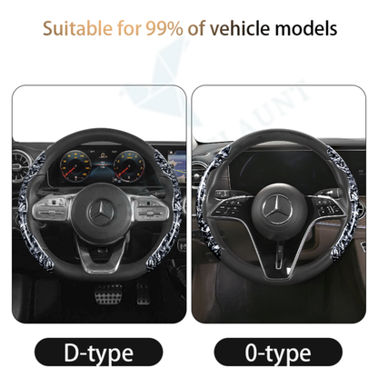 STYLENFLAUNT Universal ABS Broken Carbon Texture Steering Wheel Grip Cover for All Car Models Safe Non-Slip Car Interior Accessory long lasting print Comfortable Grip Steering Wheel Protector