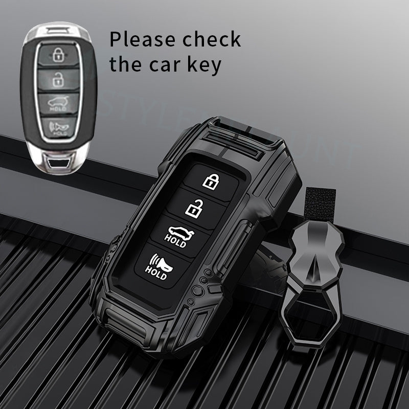 Hyundai VERNA 2023 Luxury Premium Beast Metal Smart Car Design Key Cover Key Case With Key Chain ( 4 Button )