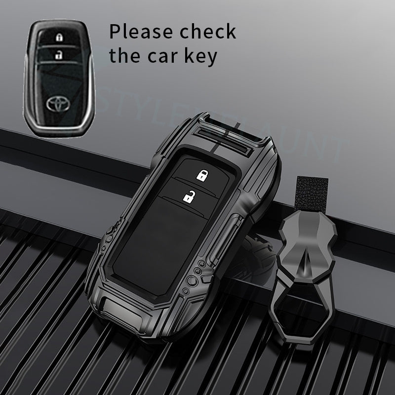 Toyota Hycross Innova Luxury Premium Beast Metal Smart Car Design Key Cover Key Case With Key Chain (2 buttons)