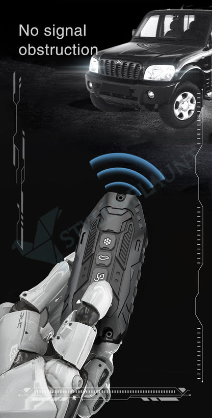 Mahindra XEV 9e and BE 6 Luxury Premium Transformer Series Metal Black Soft Sillcon Smart Car Key Cover Key Case With Key Chain ( 6 Button )