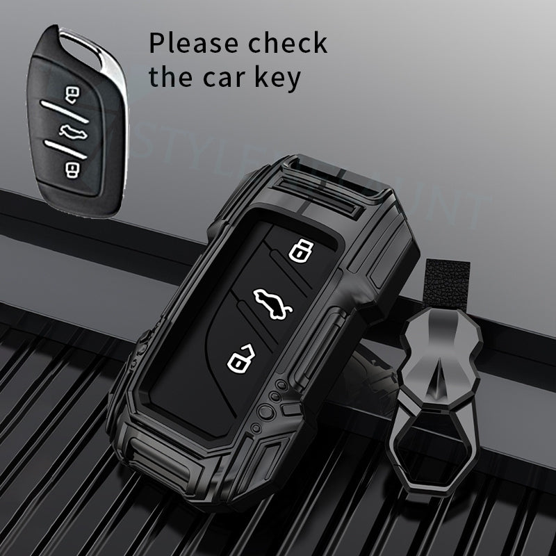 MG Astor | Zs Ev Luxury Premium Beast Metal Smart Car Design Key Cover Key Case With Key Chain ( 3 buttons )