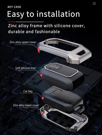 Suzuki Swift Dzire | Ertiga Luxury Premium Metal Smart Car Key Cover Soft Silicon Car Case Key Case With Key Chain( 3 Button )