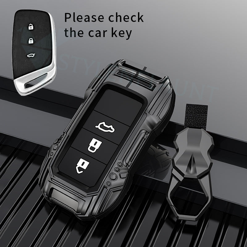 MG Hector 2023 | Windsor EV Luxury Premium Beast Metal Smart Car Design Key Cover Key Case With Key Chain ( 3 buttons )