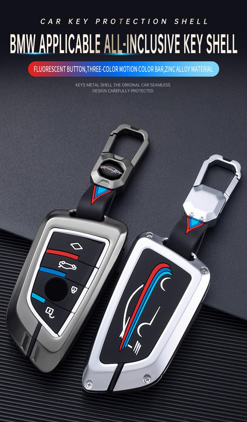 BMW 2/3 Series Luxury Premium Metal Smart Car Key Cover Key Case With Key Chain ( 4 Button )