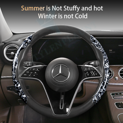 STYLENFLAUNT Universal ABS Broken Carbon Texture Steering Wheel Grip Cover for All Car Models Safe Non-Slip Car Interior Accessory long lasting print Comfortable Grip Steering Wheel Protector