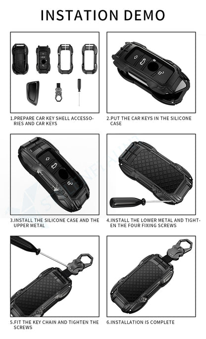 Toyota Fortuner | Tundra | Highlander | Corolla | CHR | Camry | Rav4 | Innova Crysta | Flipkey Luxury Premium Beast Metal Smart Car Design Key Cover Key Case With Key Chain ( 3 buttons ) FlipKey