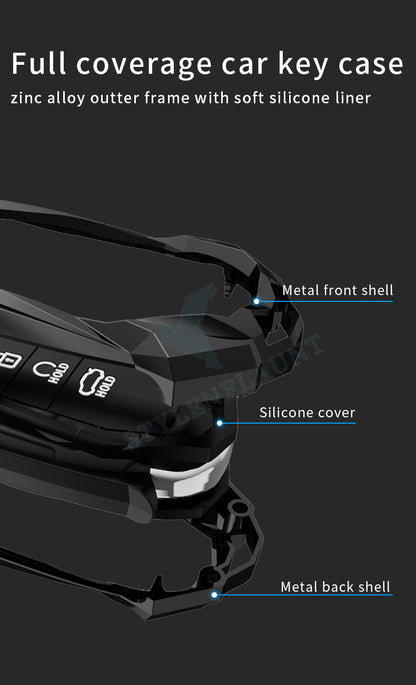 Hyundai Verna 2025 Luxury Premium Beast Metal Smart Car Design Key Cover Key Case With Key Chain ( 4 buttons)