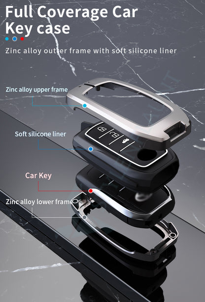 TOYOTA Land Crushier 2024 | Tundra SR5 2025 | Grand Highlander 2025 |Tacoma 2025 | Corolla 2025 | Camry 2025 Luxury Premium Metal Smart Car Key Cover Key fob Case With Key Chain ( 4 buttons )