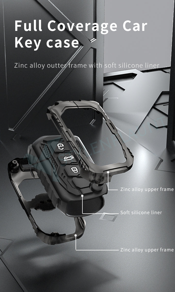 Mahindra Thar Roxx | XUV 700 | Thar | Scorpio-N 2023 | 3XO | Bolero Premium Transformer Series Metal Silicone Car Key Cover Case with Key Chain ( 3 buttons ) Flipkey