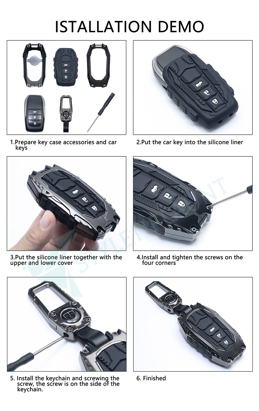 Volkswagen Jetta | Vento | Polo | Ameo 3 Luxury Premium Transformer Series Car Key Cover Key Case With Key Chain ( 3 Button Flipkey)