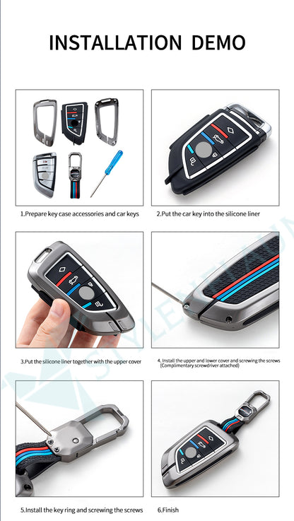 Ford Explorer 2025 | F-150 Raptor 2025 | Mustang | F-450 | F-550 | Escape Luxury Premium Metal Smart Car Key fob Cover Key Case With Key Chain ( 5 buttons )