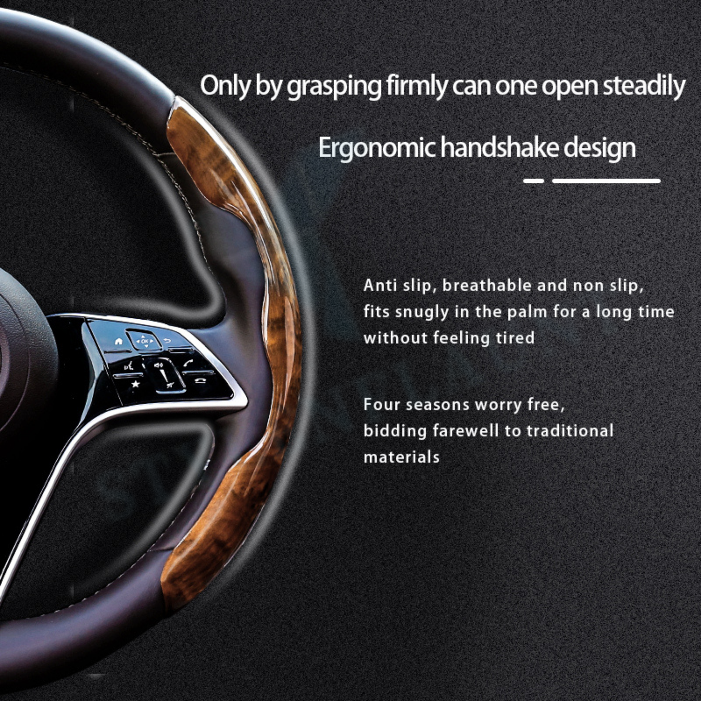 STYLENFLAUNT Universal ABS Peach Wood Glossy Texture Steering Wheel Grip Cover for All Car Models Safe Non-Slip Car Interior Accessory long lasting print Comfortable Grip Steering Wheel Protector