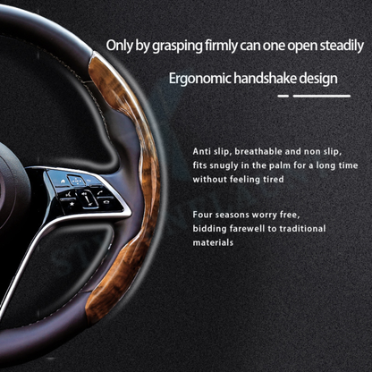 STYLENFLAUNT Universal ABS Peach Wood Glossy Texture Steering Wheel Grip Cover for All Car Models Safe Non-Slip Car Interior Accessory long lasting print Comfortable Grip Steering Wheel Protector