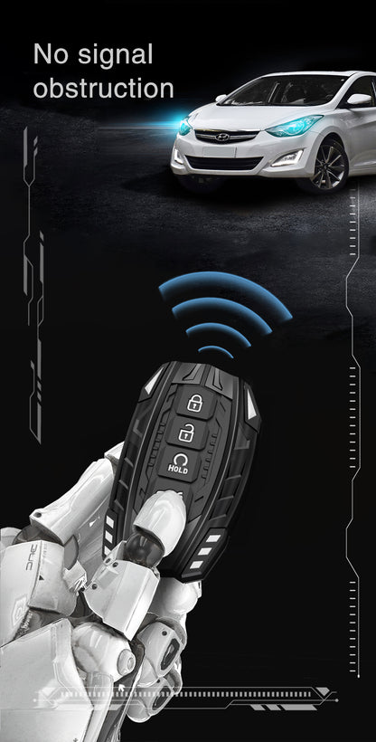 Hyundai Creta 2024 | Alcazar | Creta 2025 Ev | Venue Screwless Series Metal Black Soft Sillcon Smart Car Key Cover With Key Chain ( 4 Buttons ) - Design Patent Pending - Copying Prohibited