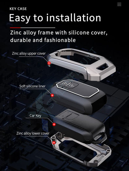 Suzuki Swift Dzire | Ertiga Luxury Premium Metal Carbon Fiber Smart Car Key Cover Key Case With Key Chain ( 3 Button )