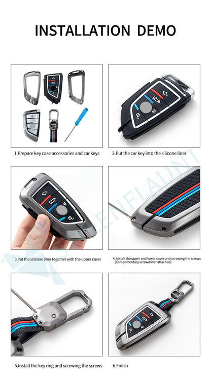 TOYOYA FLIPKEY Fortuner | Tundra | Highlander | Corolla | CHR | Camry | Rav4 |  Innova Crysta Luxury Premium Metal Smart Car Key fob Cover Key Case With Key Chain ( 3 buttons ) Flipkey