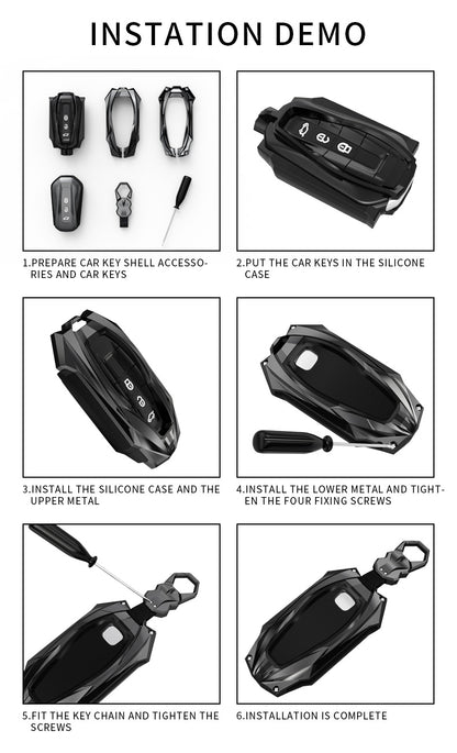 Vinfast Vf 7 Protector (E) Series Soft Silicon Car Case Holder Keychain & Full Protection Metal Smart Car Key Cover With Key Chain