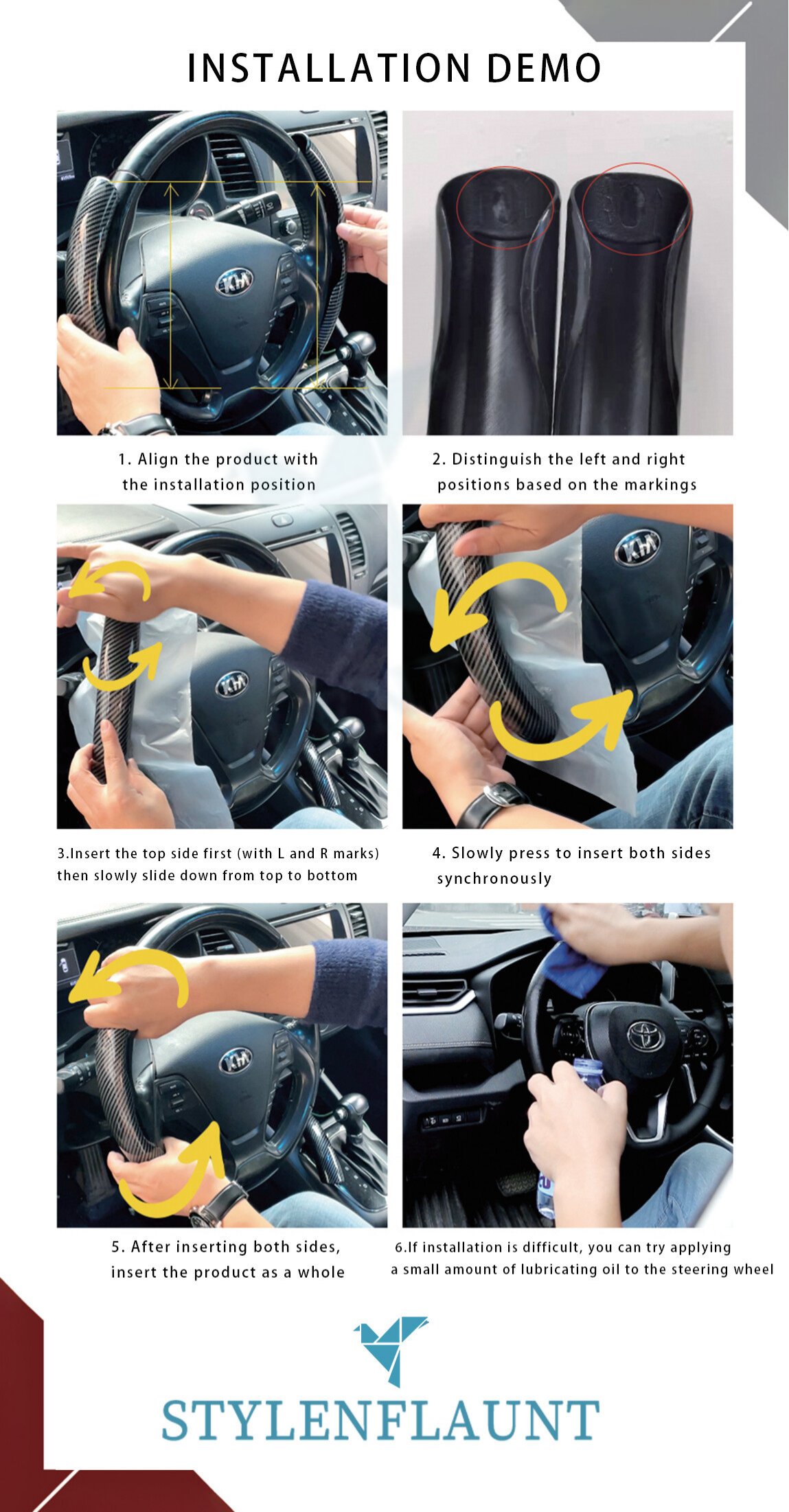 STYLENFLAUNT Universal ABS Peach Wood Matte Texture Steering Wheel Grip Cover for All Car Models Safe Non-Slip Car Interior Accessory long lasting print Comfortable Grip Steering Wheel Protector