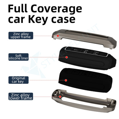 Land Rover  Range Rover Velar| Defender &| Discovery Sport Luxury Premium Metal Smart Car Key Cover Key Case With Key Chain ( 5 buttons)