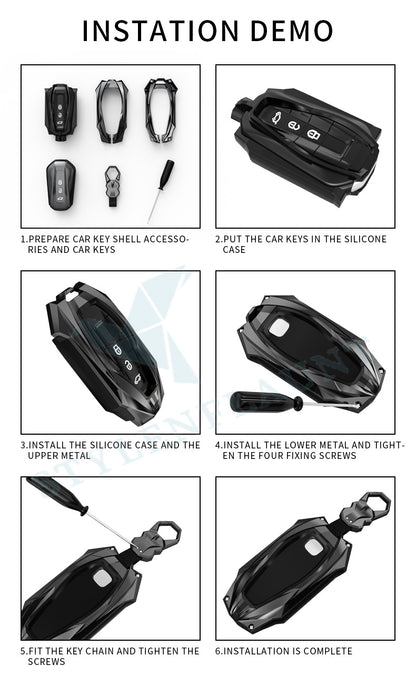 Hyundai Verna 2025 Luxury Premium Beast Metal Smart Car Design Key Cover Key Case With Key Chain ( 4 buttons)