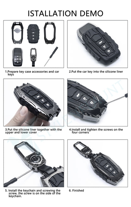 Mahindra XEV 9e and BE 6 Luxury Premium Transformer Series Metal Black Soft Sillcon Smart Car Key Cover Key Case With Key Chain ( 6 Button )