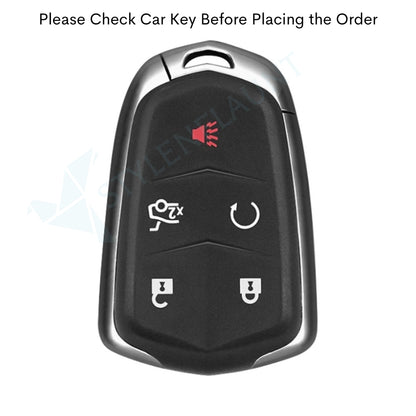 Cadillac 2015-2019 Escalade | CTS | SRX | XT4 | XT5 | XT6 | XTS | ATS Luxury Premium Transformer Series Metal Black Soft Sillcon Smart Car Key Cover Key Case With Key Chain (5 buttons)