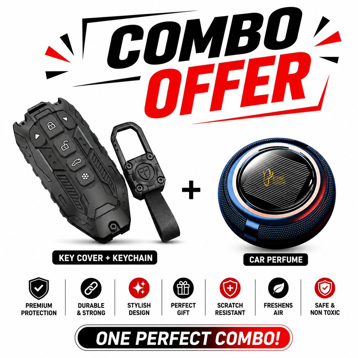 Mahindra Xev 9e | Be 6 | 7xo Transformer Car key cover & Car Perfume Combo
