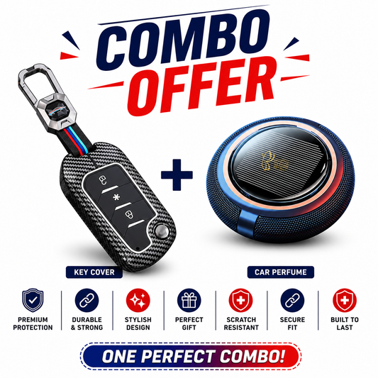 Mahindra Thar Roxx | XUV 700 | Thar | Scorpio-N 2023 | 3XO | Bolero Carbon FIber Car key cover & Car Perfume Combo
