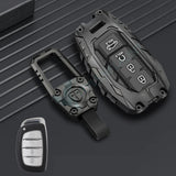 Hyundai Creta 2024 | Alcazar | Creta 2025 EV | Venue Luxury Premium Transformer Series Metal Black Soft Sillcon Smart Car Key Cover Key Case With Key Chain ( 4 buttons )