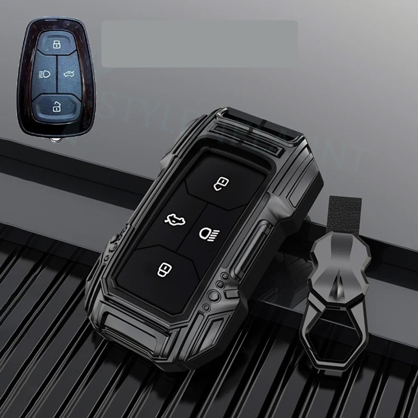 Tata Punch | Nexon | Harrier | Safari | Altroz | Tigor Luxury Premium Beast Metal Smart Car Design Key Cover Key Case With Key Chain ( 4 buttons )