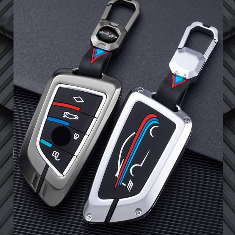 BMW 2/3 Series Luxury Premium Metal Smart Car Key Cover Key Case With Key Chain ( 4 Button )