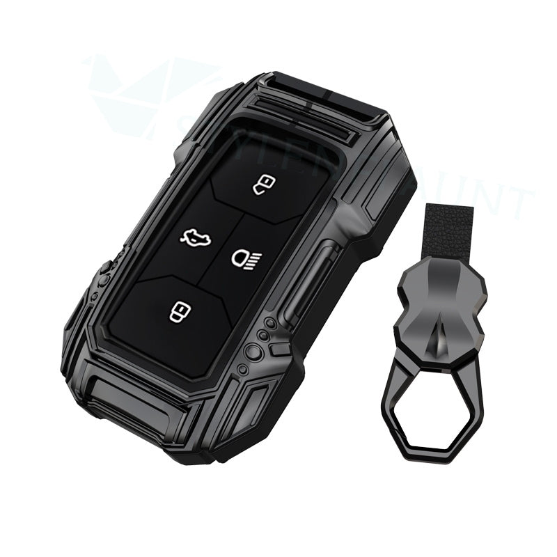 Tata Punch | Nexon | Harrier | Safari | Altroz | Tigor Luxury Premium Beast Metal Smart Car Design Key Cover Key Case With Key Chain (4 buttons)