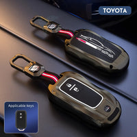 Toyota Hyryder | Glanza | Taisor Luxury Premium Racer Series Metal Black Soft Sillcon Smart Car Key Cover Key Case With Key Chain ( 2 buttons )